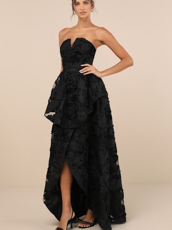 Lulus Dresses & Skirts - Lulus Majestic Glam Black Strapless Textured High-low Maxi Dress - Size XXL